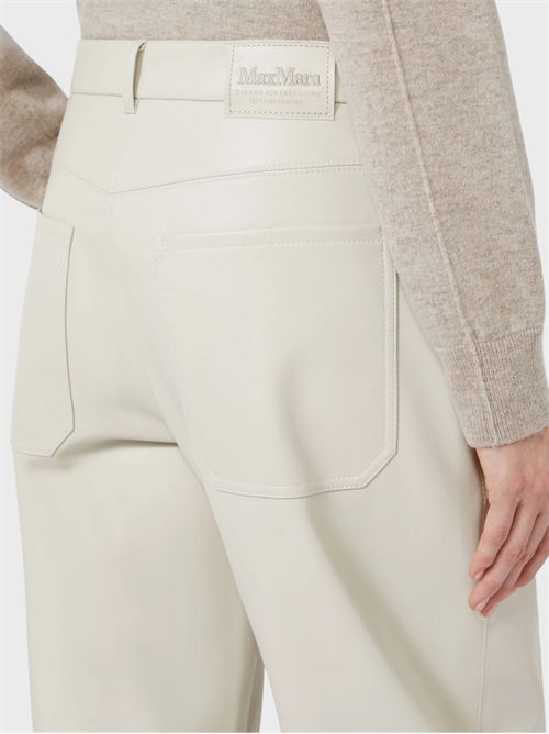 Barrel-leg coated fabric trousers with leather-style detailing S' MAX MARA | 2619781031600001
